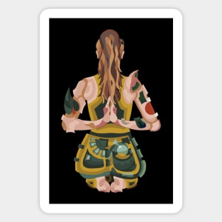 WOMEN DOING YOGA - PRAYER MUDRA BEHIND THE BACK POSTURE Sticker